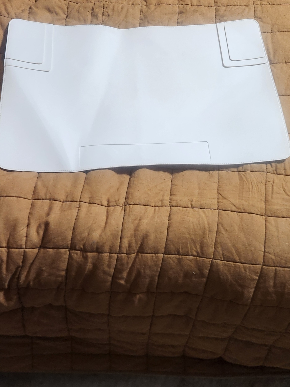 White Faux Leather Overbed Lap Desk - Lightweight Bed Tray